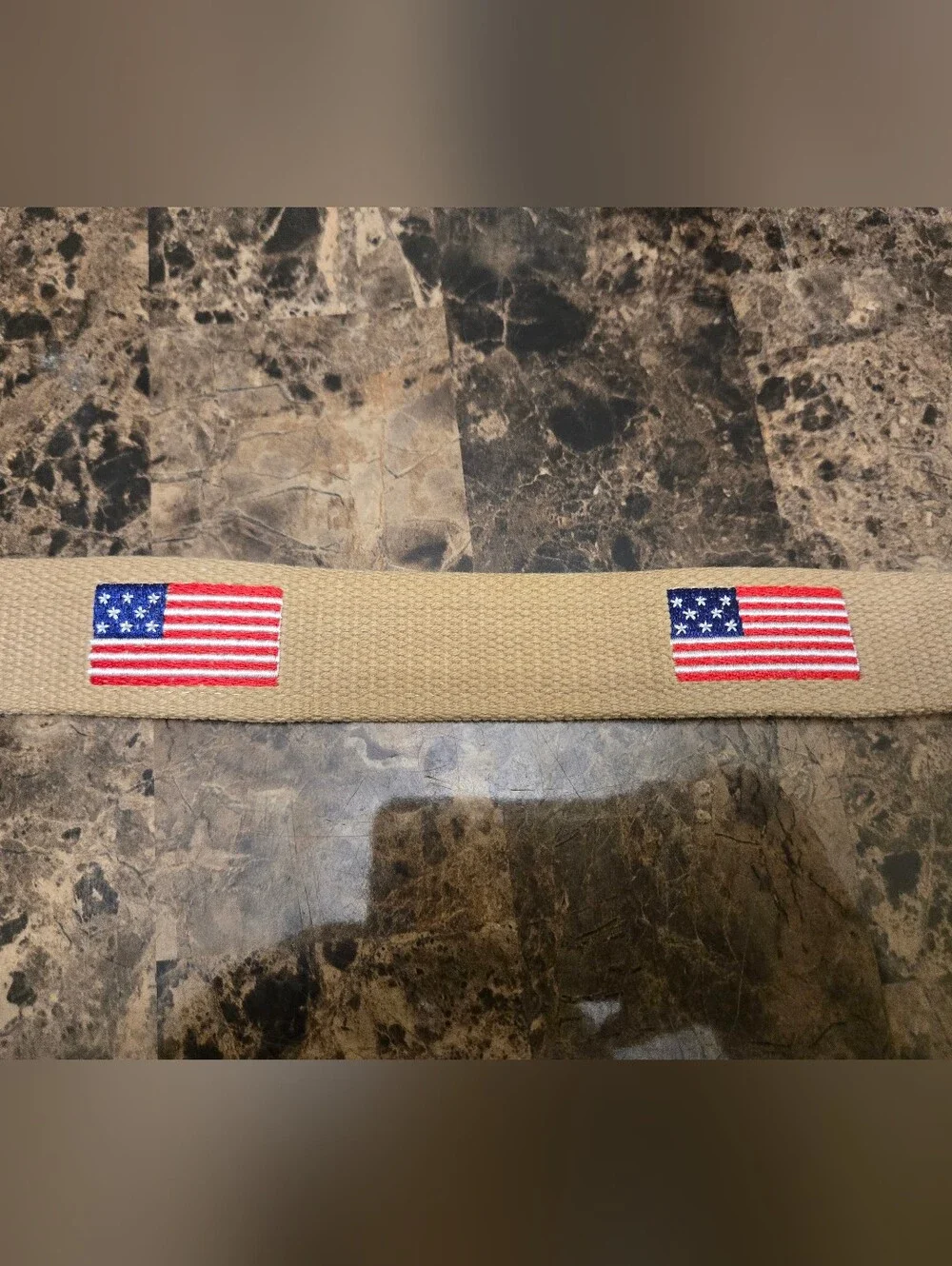 Walter Hagen Cancas Embroidered Belt - American Flag Genuine Leather